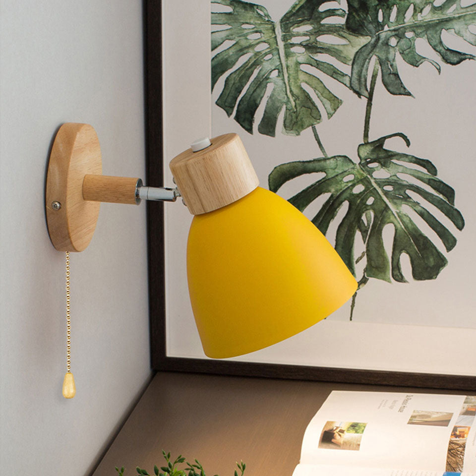 Modern Minimalist Wall Sconce Wood & Iron