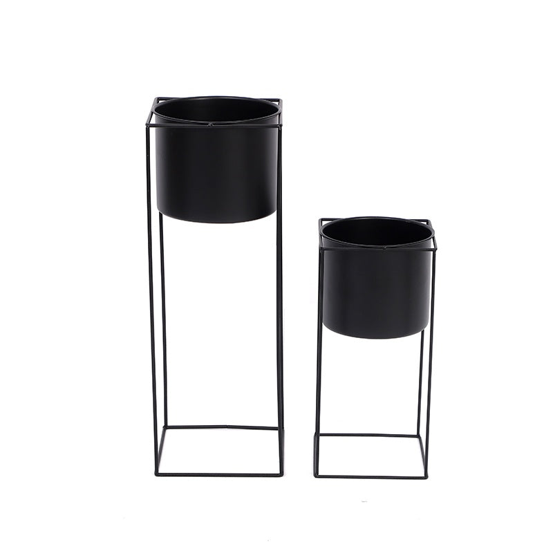 Metal Indoor Plant Stand Modern Black