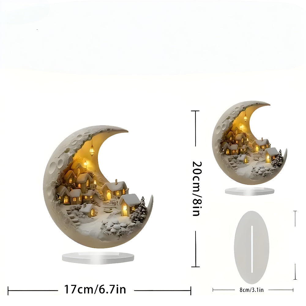 Home Decor Moon Light Acrylic Village Scene