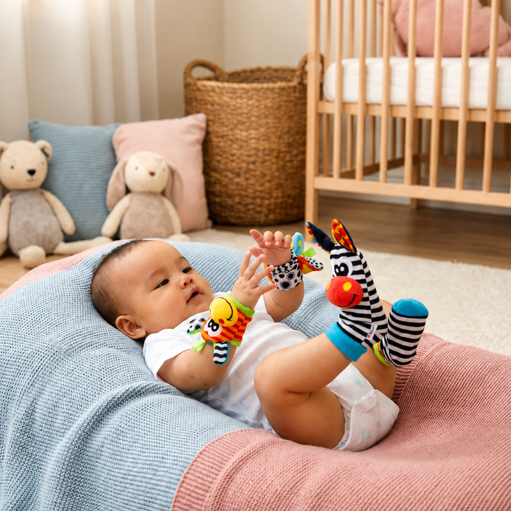 Baby Rattle Socks Wristband Infant Sensory