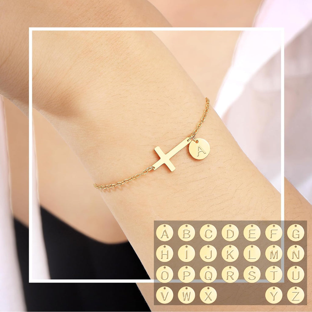 Bracelet Mothers Day Cross Initial