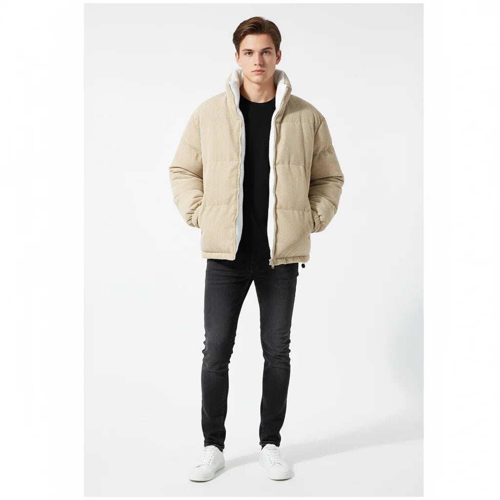 Jacket Corduroy Warm Lined Zip Up Winter