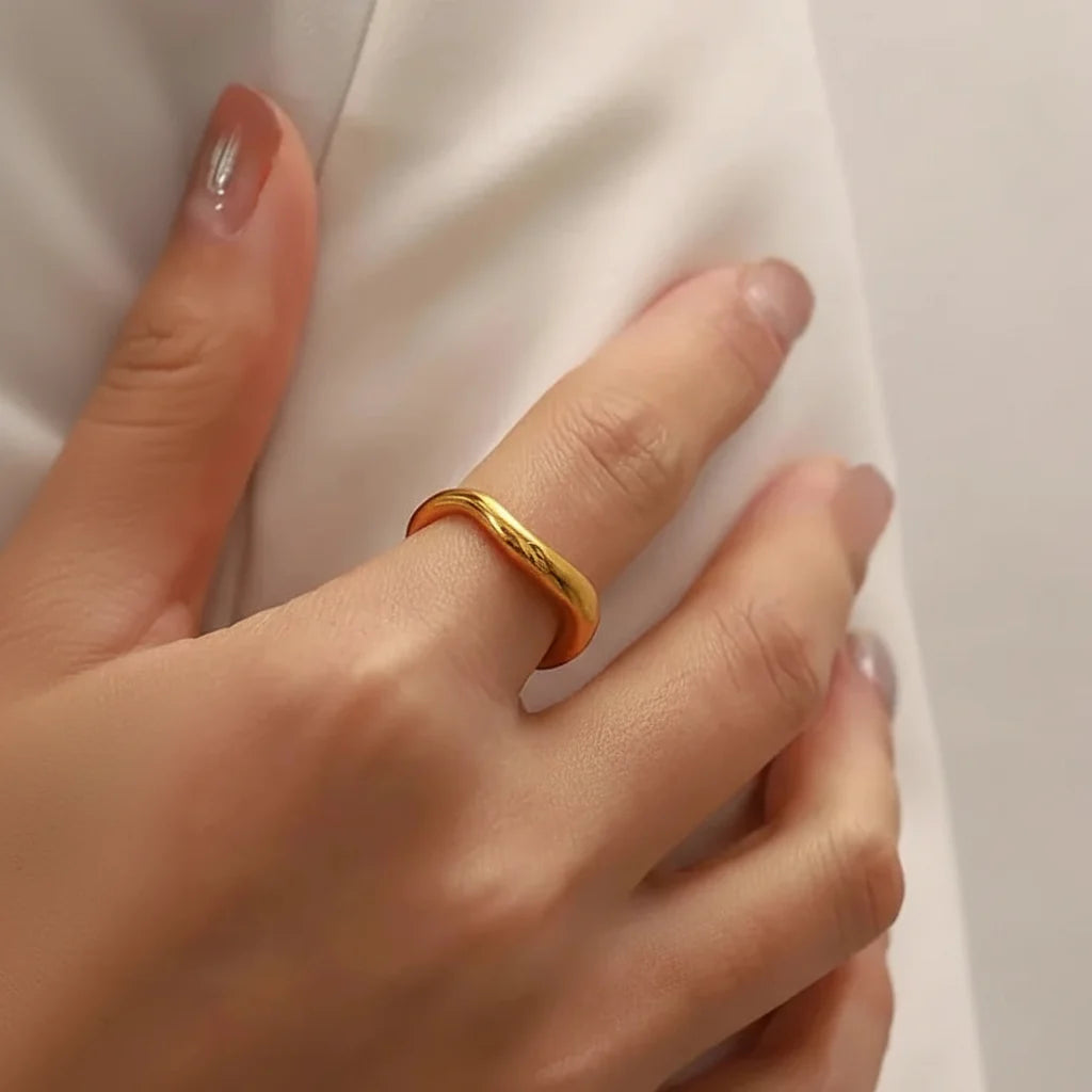 Gold Stacking Ring Minimalist Stainless