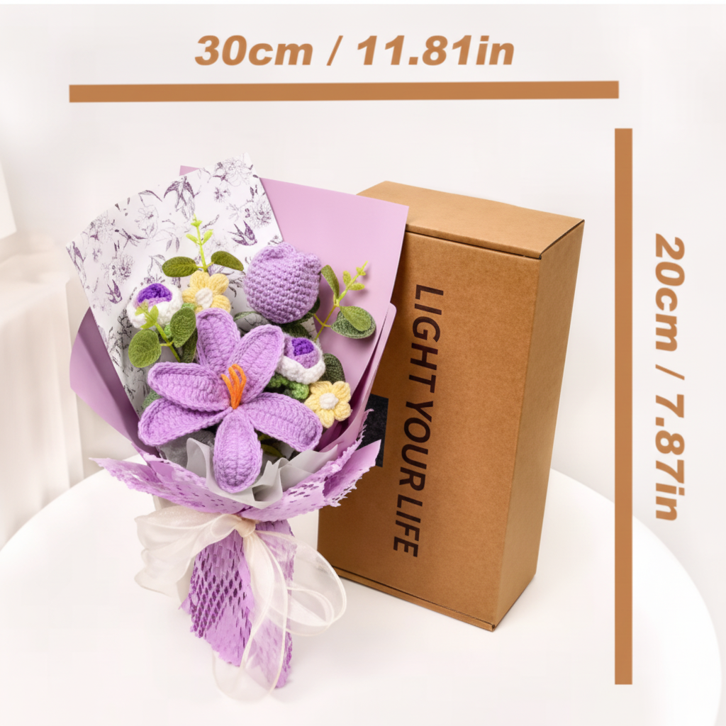 Flower Bouquet Knitted Tulip Home Display