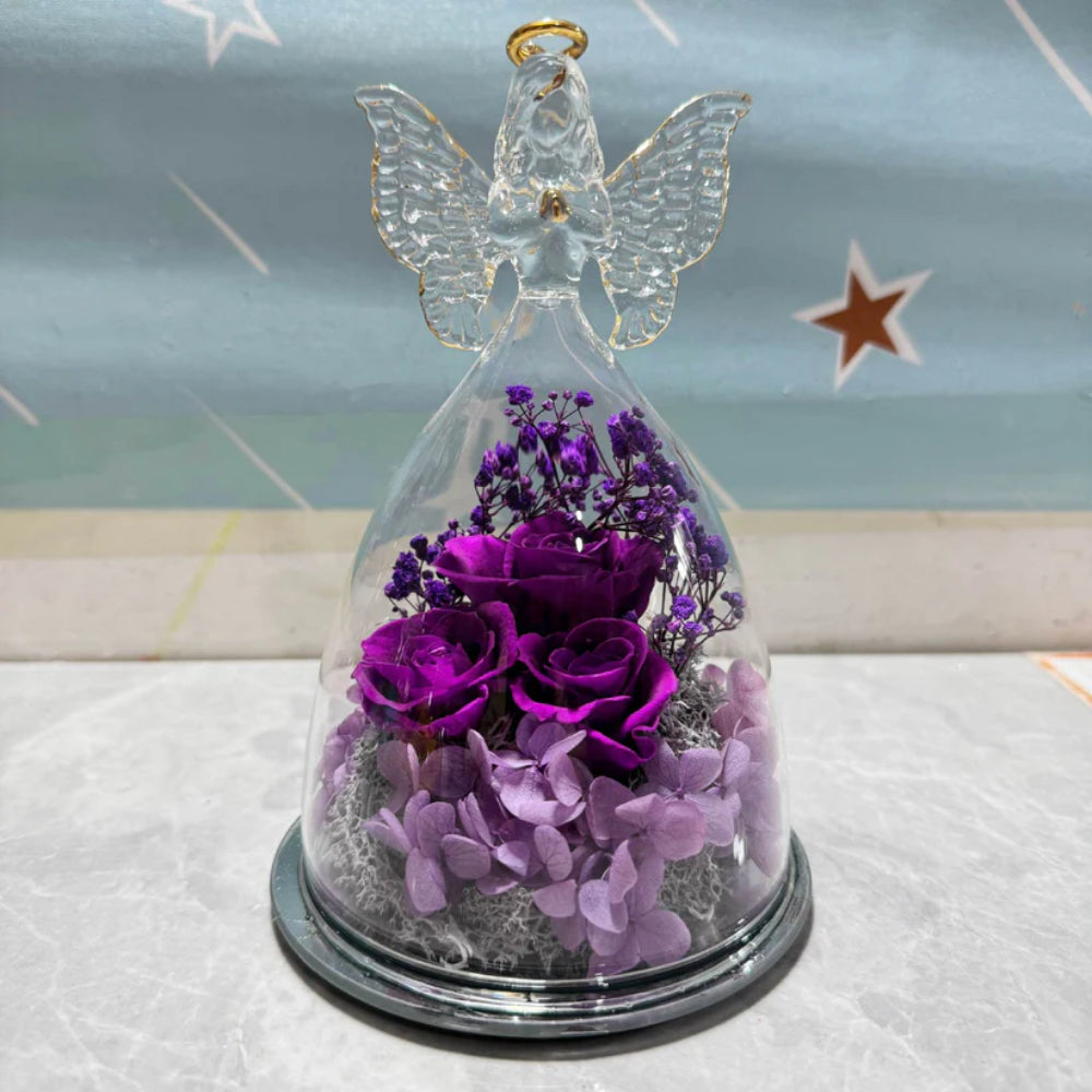 Flower Gift Glass Dome Preserved Rose Angel