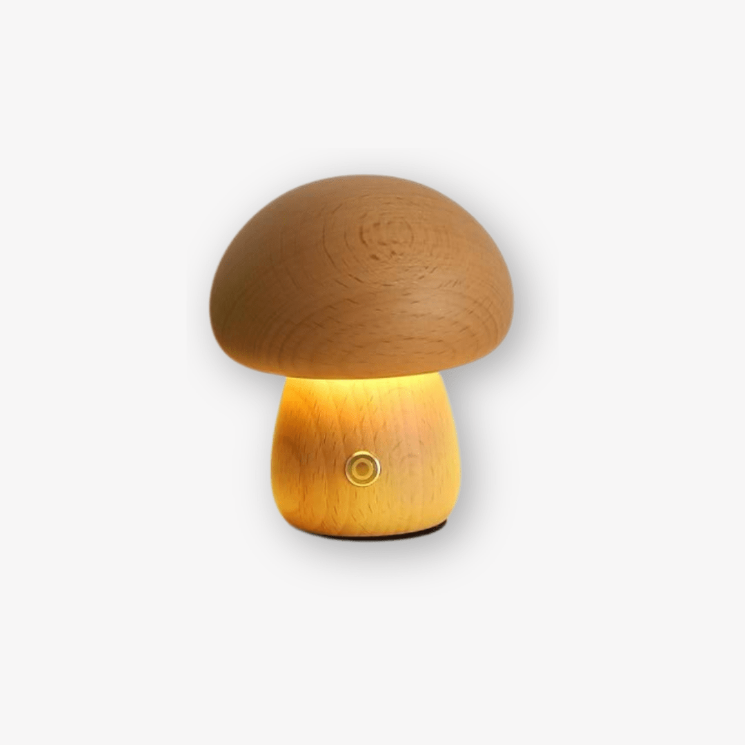 Portobello Mushroom Lamp Natural Wood