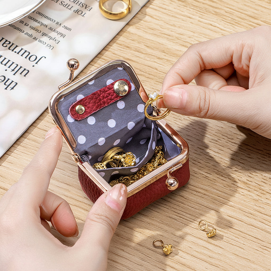 Mini Jewelry Box Genuine Leather Organizer