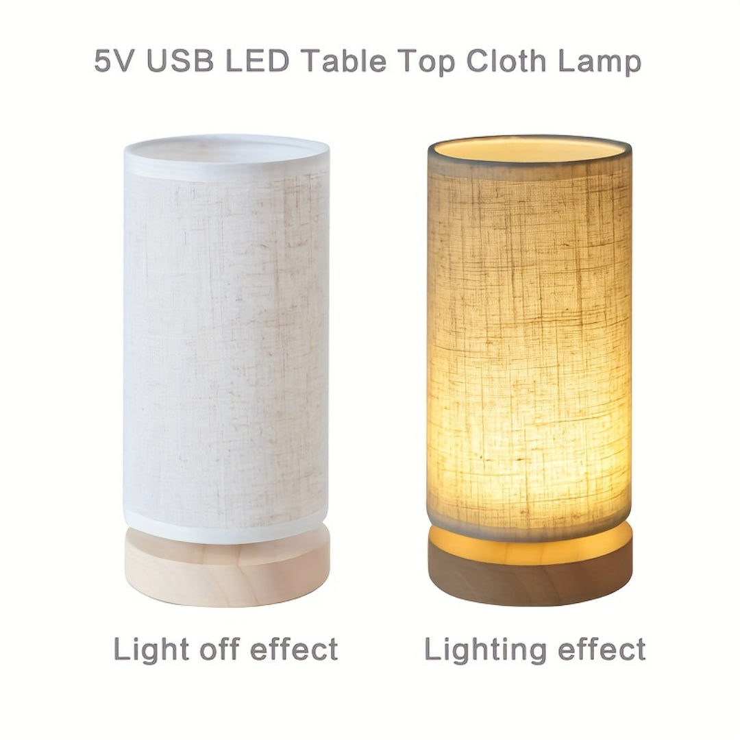 Modern Wooden Table Lamp USB Powered Bedside