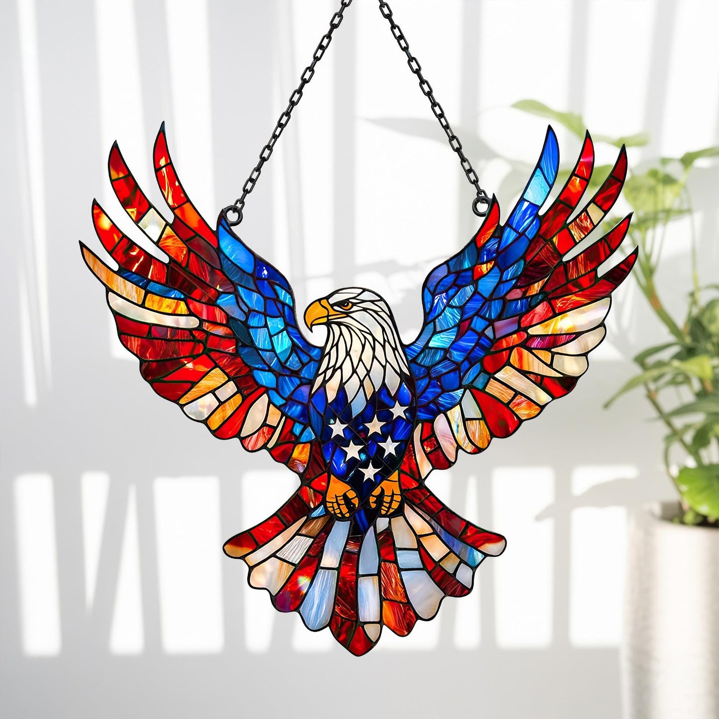Wall Art Patriotic Eagle Stained Glass