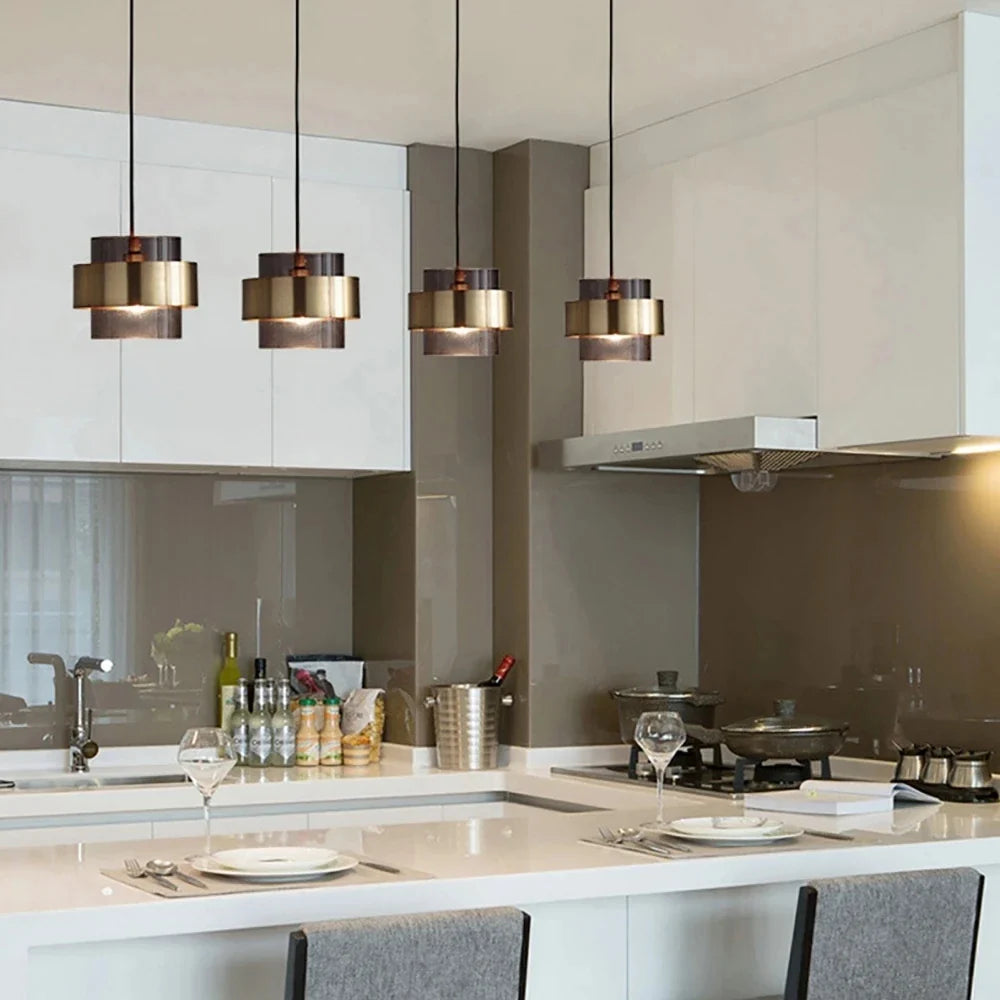 Nordic Glass Pendant Light Modern Brass