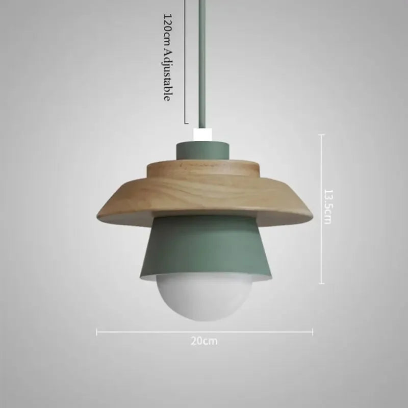 Nordic Wood Pendant Light Colourful Macaron