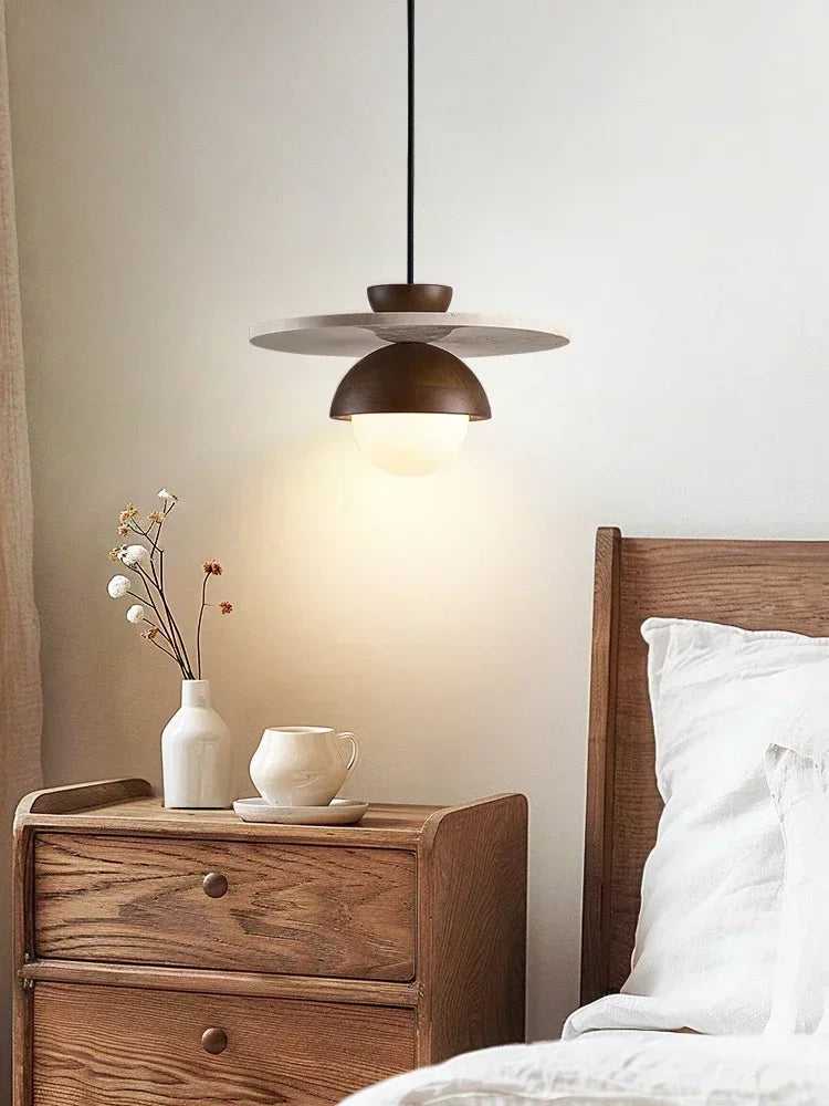 Denmark Pendant Light Walnut & Stone LED