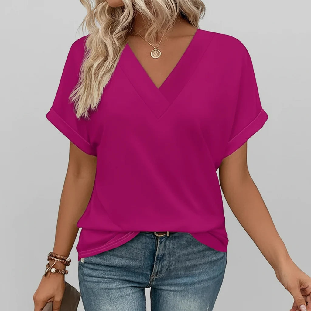 Women T Shirt Casual V Neck Loose