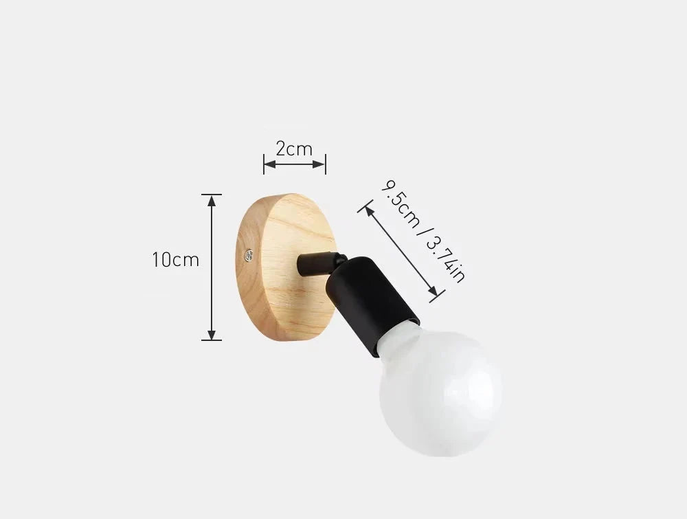 Vintage Retro Wall Lamp Adjustable Wooden &