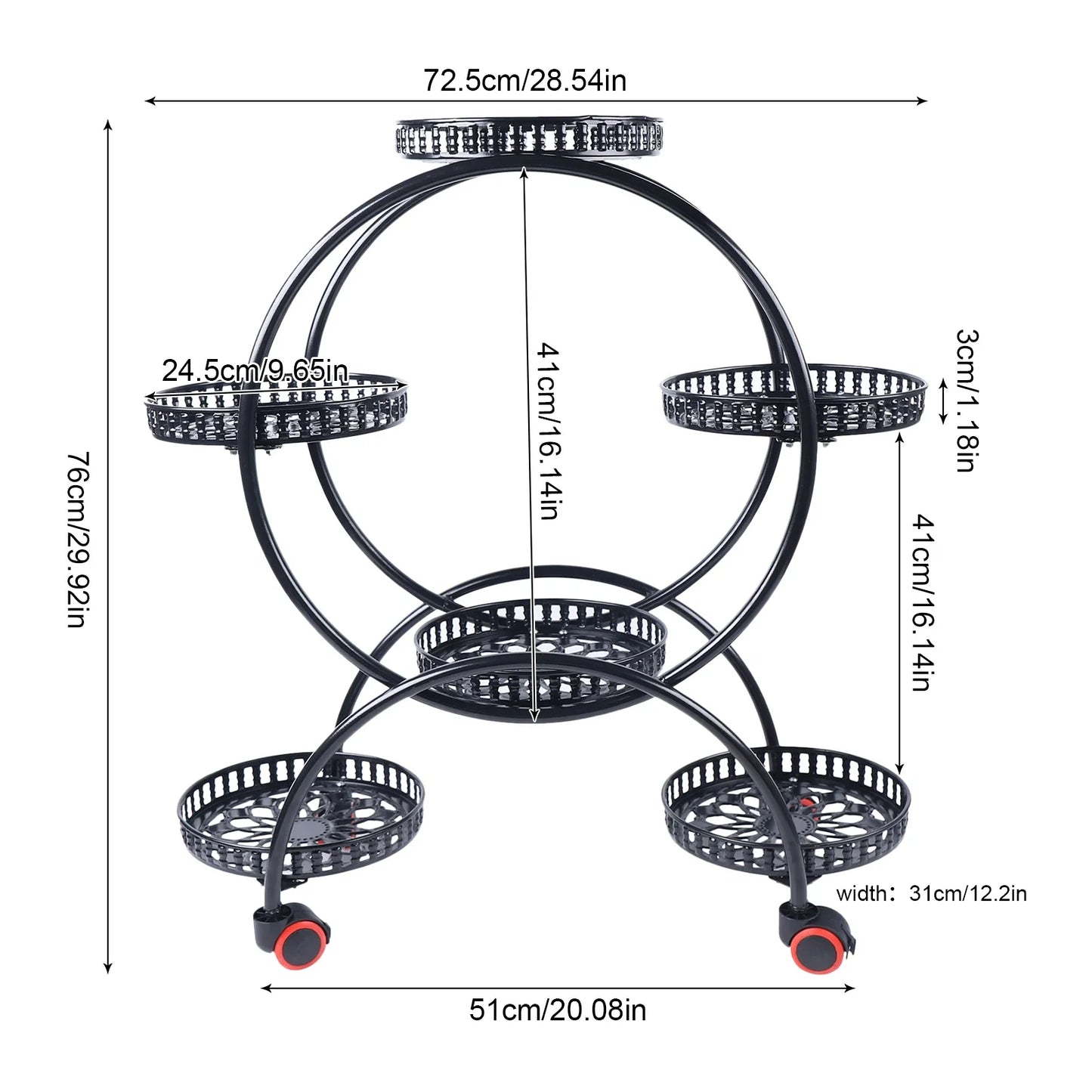 Metal Plant Stand With Wheels 6 Tier
