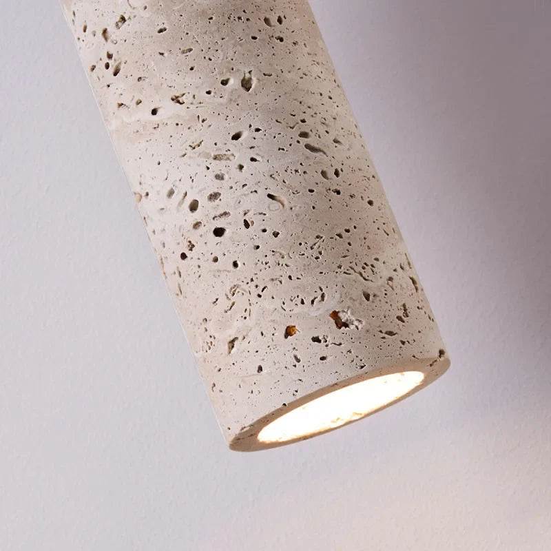 Wabi Sabi Travertine & Wood Pendant Light
