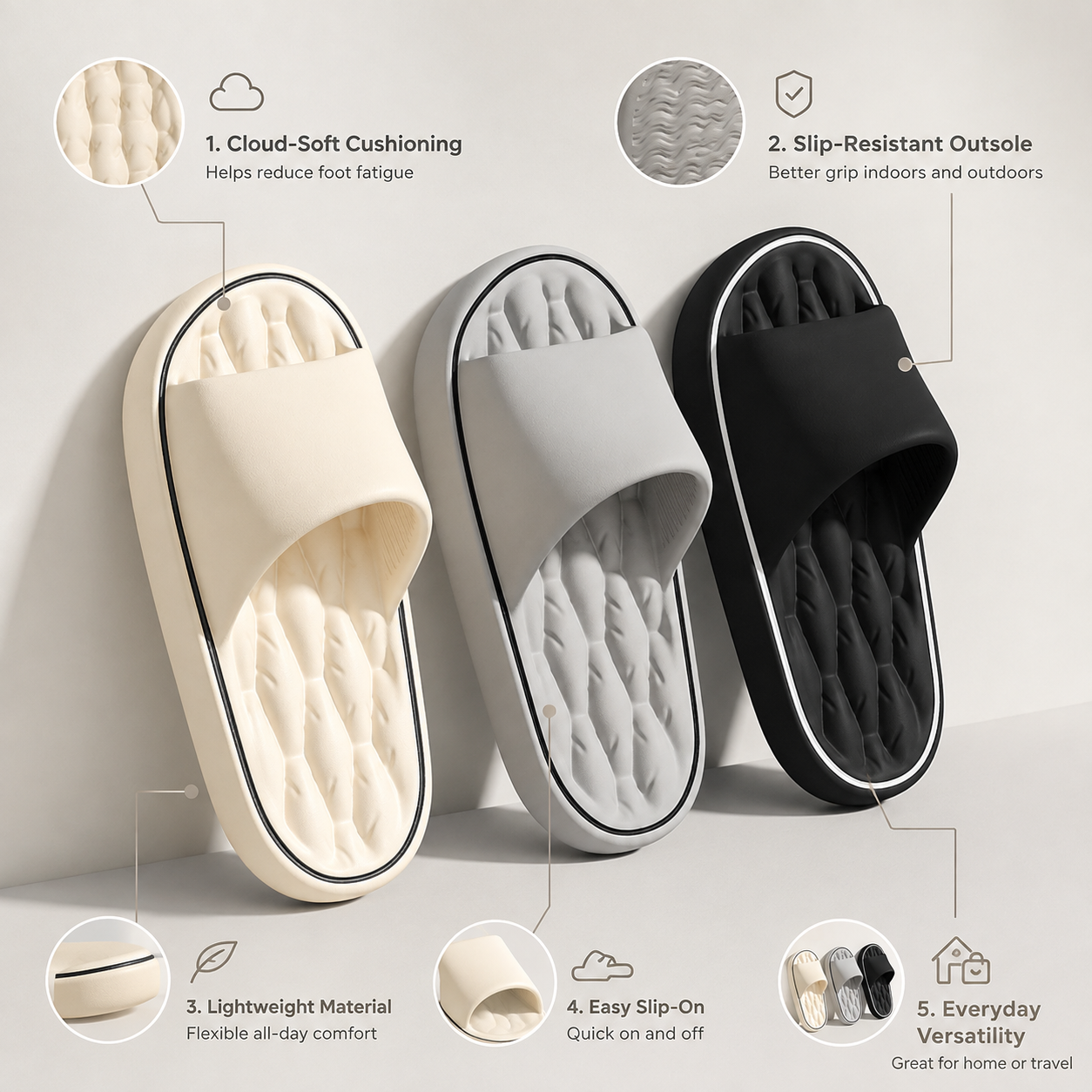 Slippers Pillow Slides Soft Slip On Summer