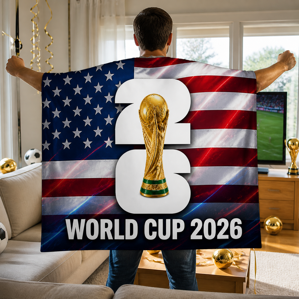 USA Flag World Cup Fan Cape Multipurpose