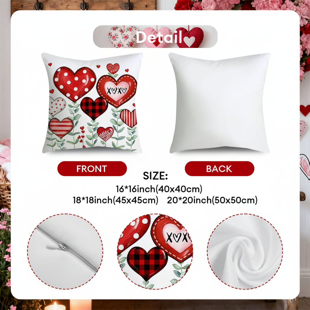 Throw Pillow Covers Valentine Heart Print