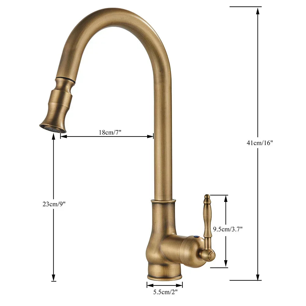 Kitchen Faucet Brass Vintage Swivel Spout