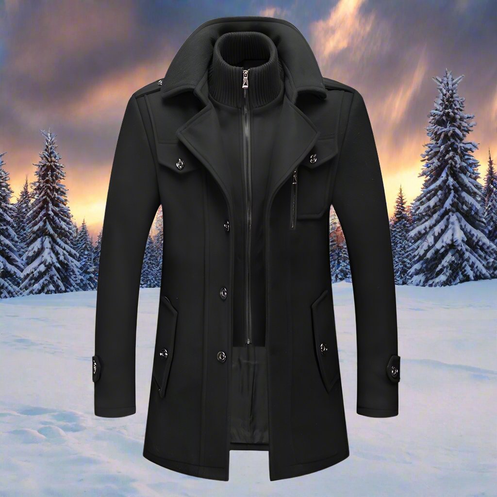 Men Winter Coat Blend Insulated Long Trench