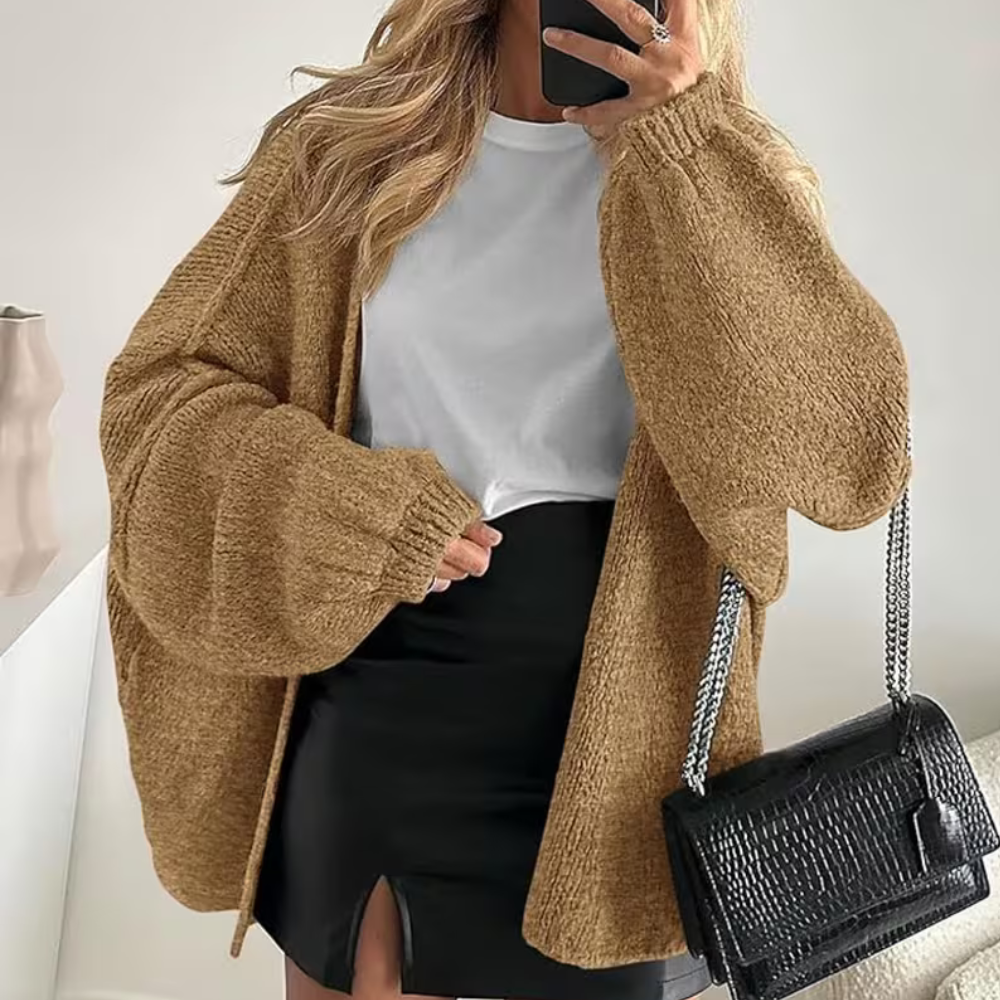 Women Cardigan Oversized Open Front Lantern