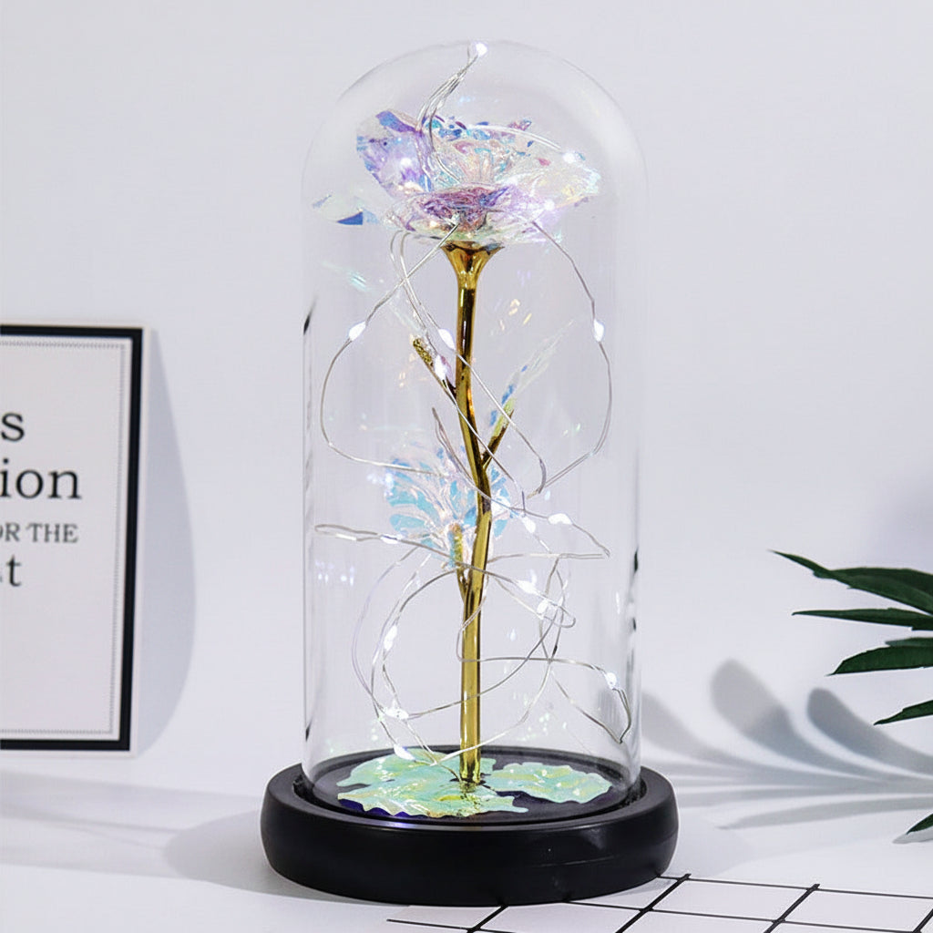 Mothers Day Rose Figure Display Glass Dome