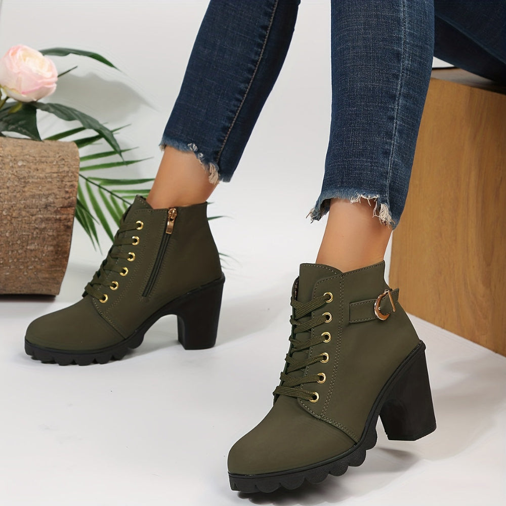 Women's Ankle Boots Block Heel Lace Up