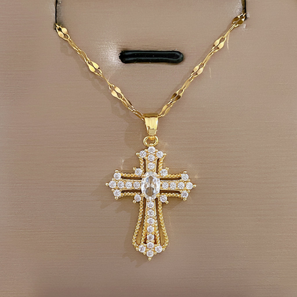 Necklace Cross Pendant Gold Mothers Day Gift