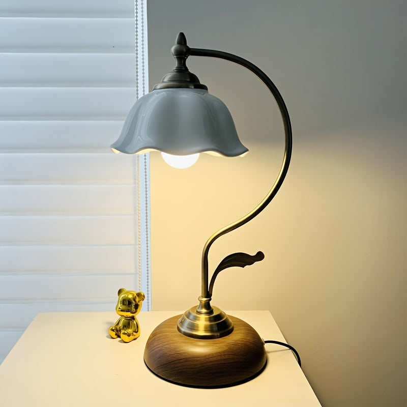 Vintage Goose Neck Table Lamp Antique Brass