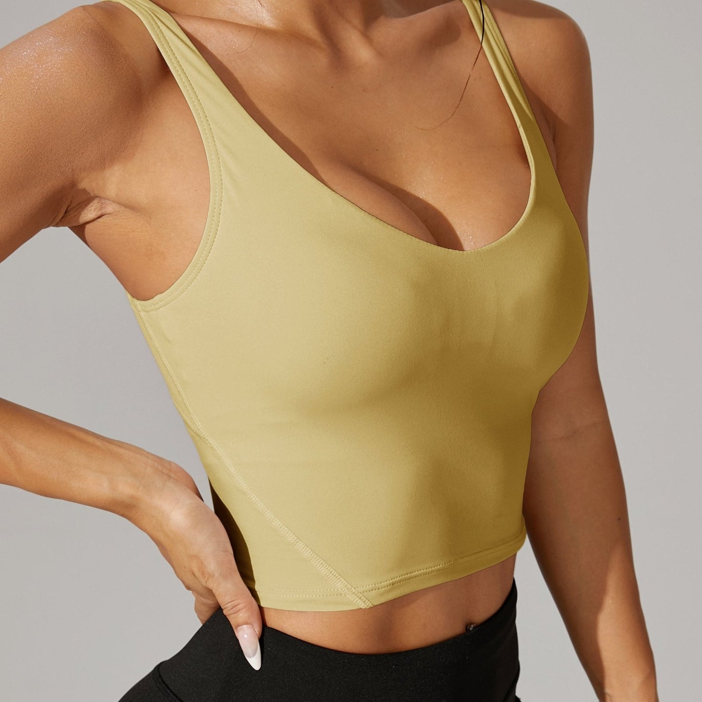 Pickleball Backless Crop Tank V Neck Stretch