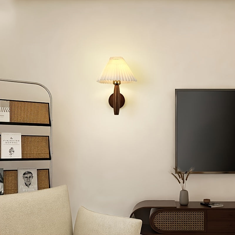 Nordic Wooden Wall Sconce Retro Bedside Wall