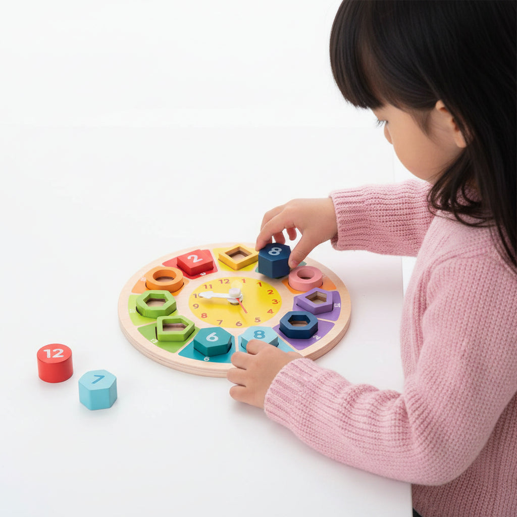 Learning Clock Colorful Numbers Wooden