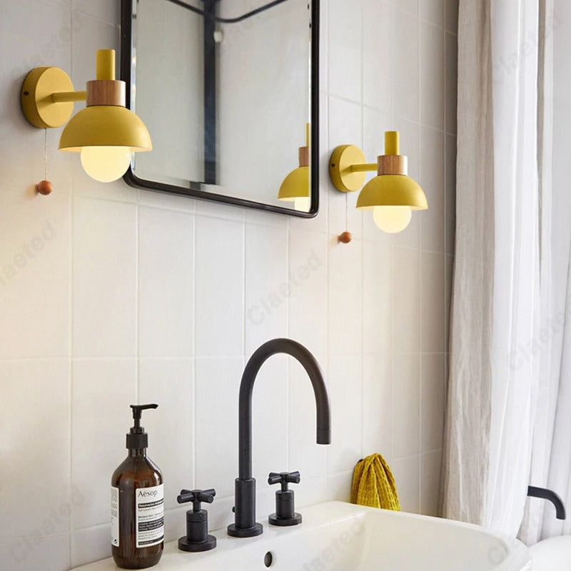 Nordic Wood Accent Wall Lamp Minimalist Pull