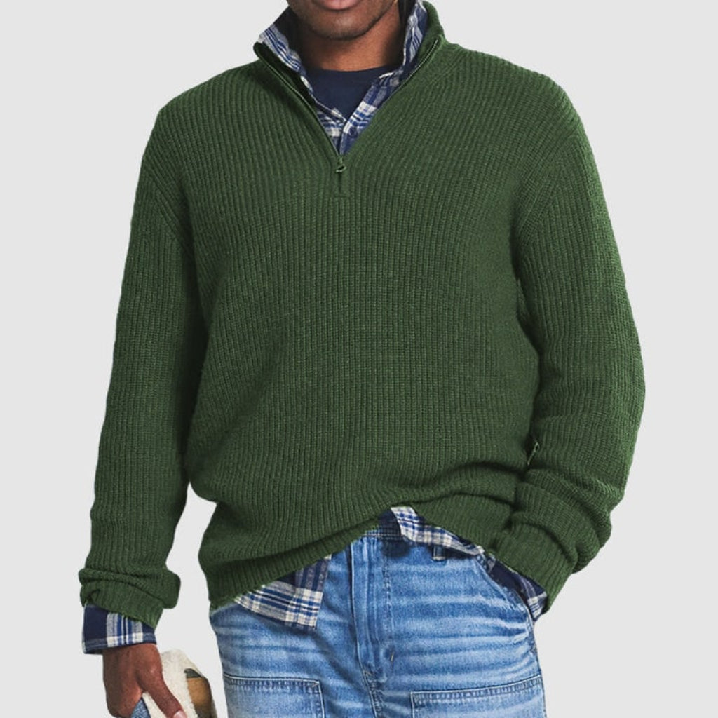 Mens Crew Neck Zipper Sweater Modern Design