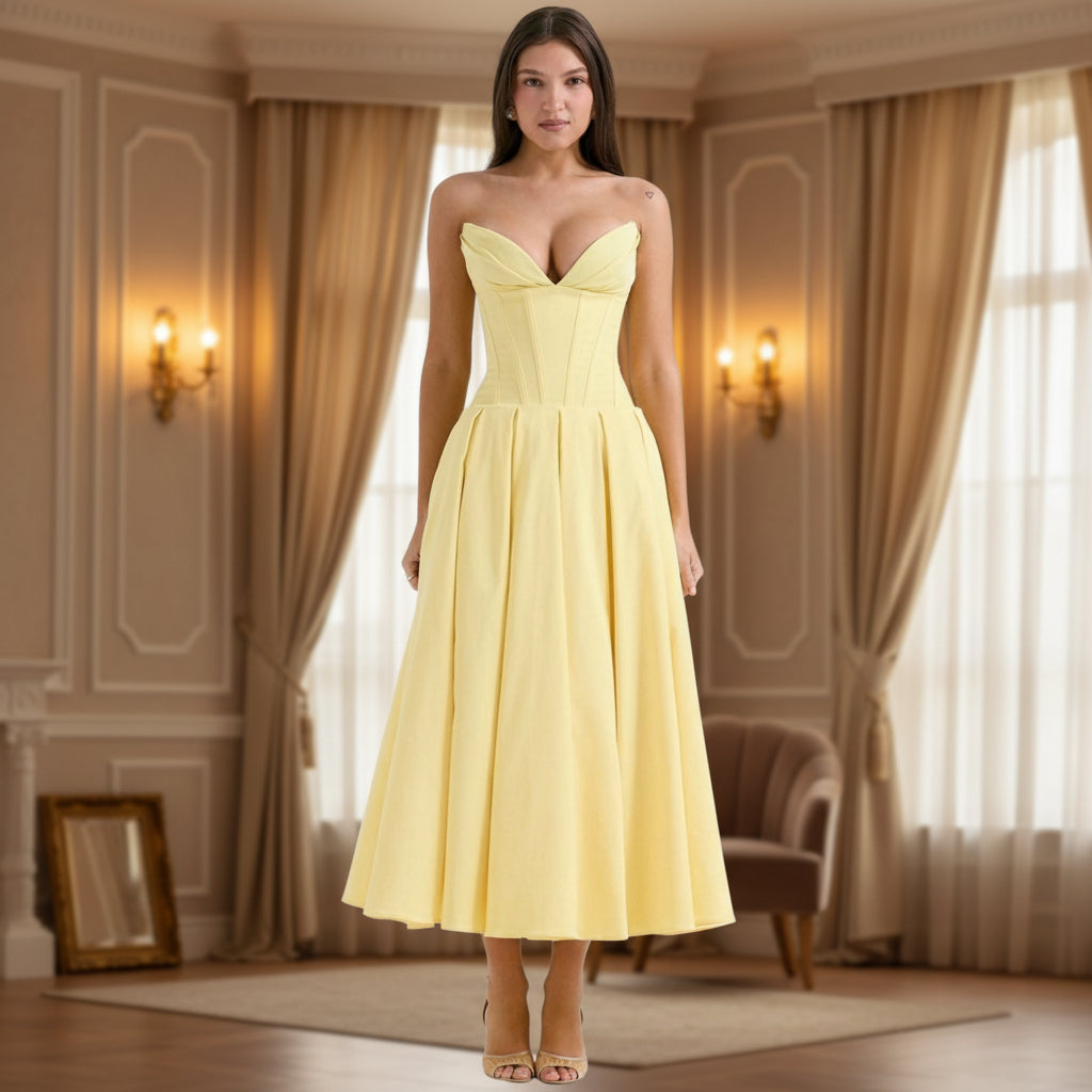 Dress Deep V Neck Summer Casual Flowy