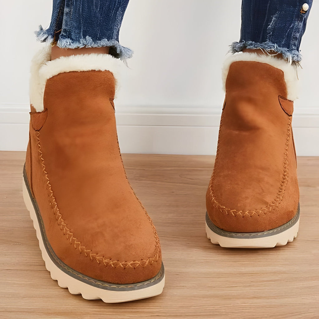 Women's Winter Ankle Slip On Boots Lined
