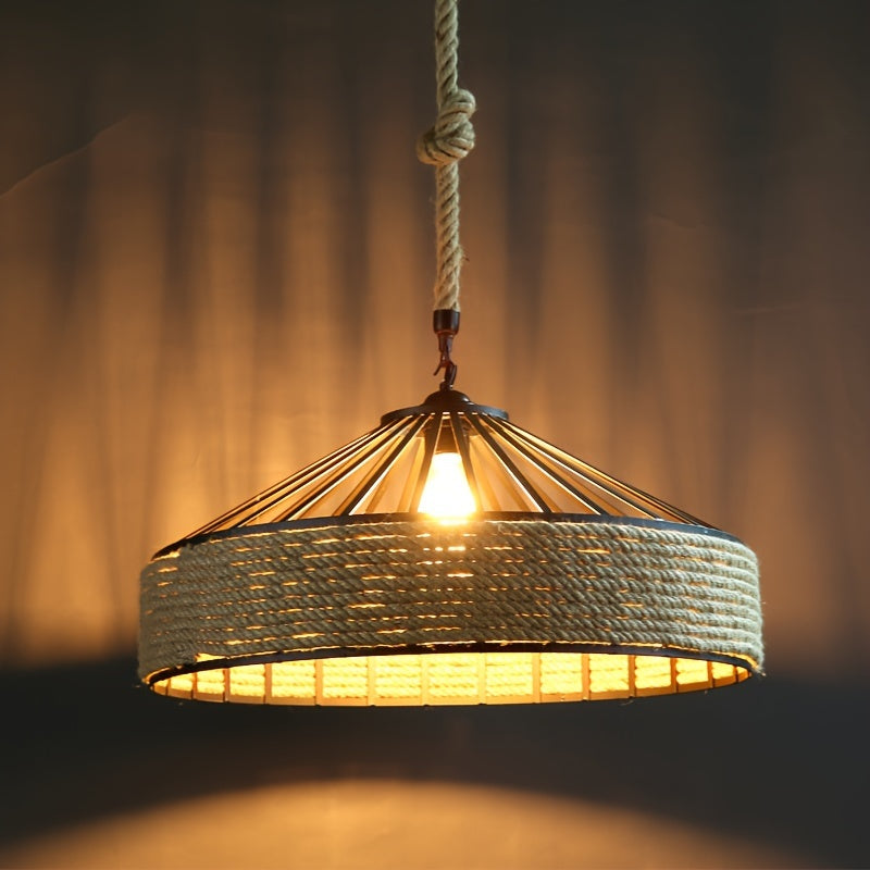 Rustic Hemp Rope Pendant Light Vintage