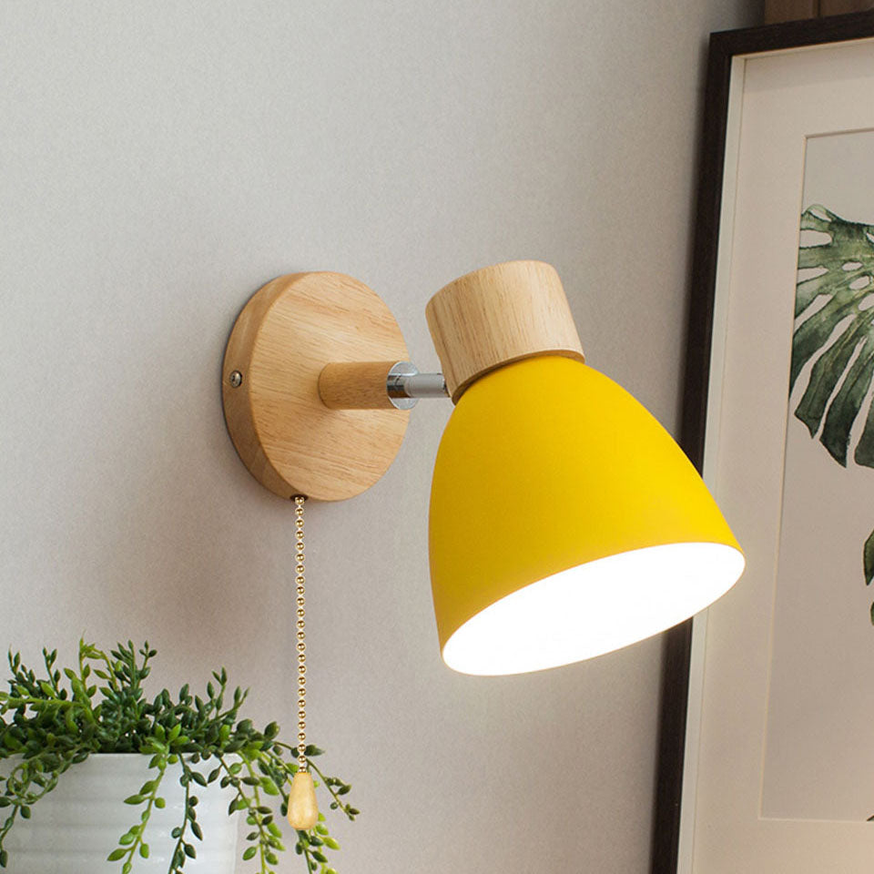Modern Minimalist Wall Sconce Wood & Iron