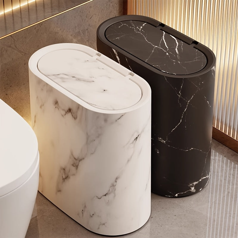 Marble Pattern Trash Can Modern Bathroom &