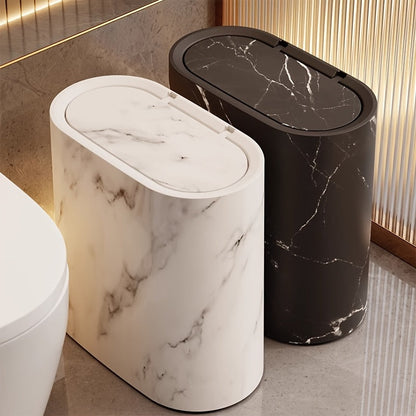 Marble Pattern Trash Can Modern Bathroom &