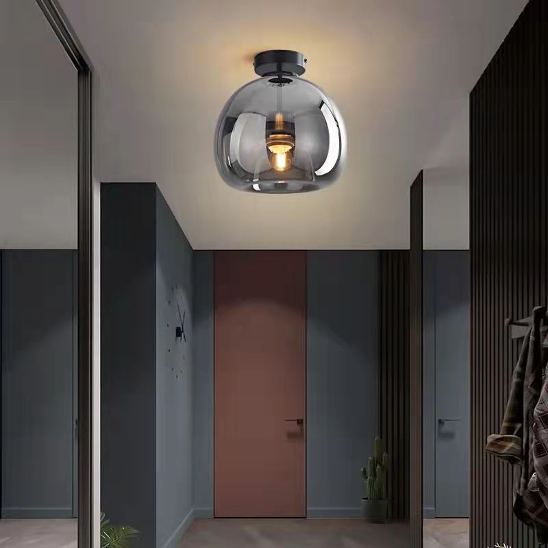 Nordic Glass Ball Ceiling Light Semi Flush