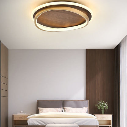 LED Modern Ceiling Lamp Walnut & Gold