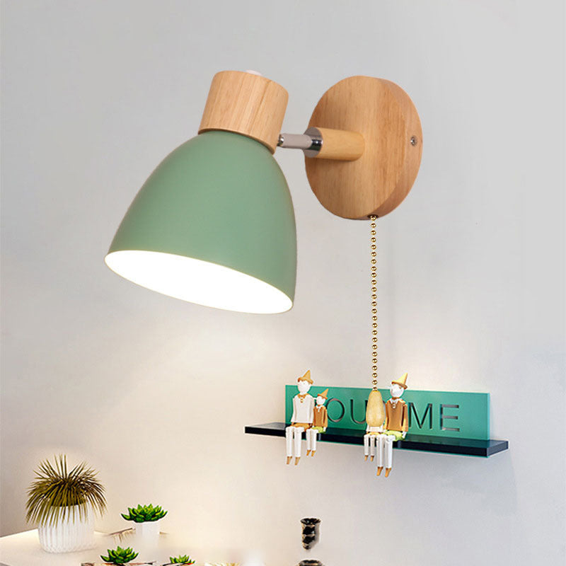 Modern Minimalist Wall Sconce Wood & Iron