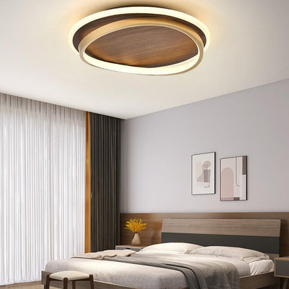 LED Modern Ceiling Lamp Walnut & Gold