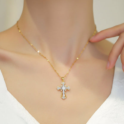 Necklace Cross Pendant Gold Mothers Day Gift