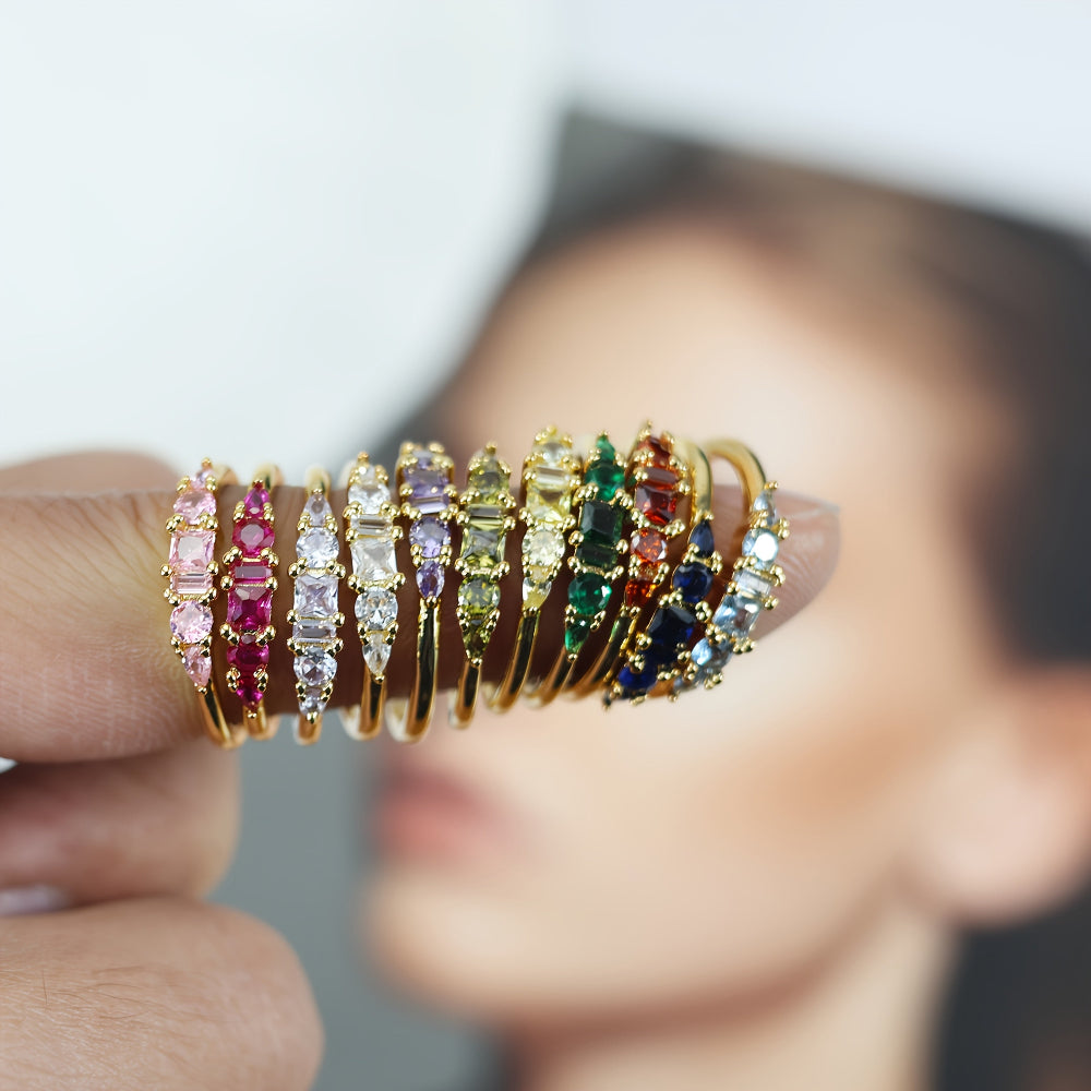 Mothers Day Gold Ring Set Stackable