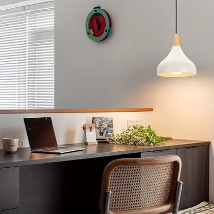 Modern Teardrop Pendant Light Metal & Wood