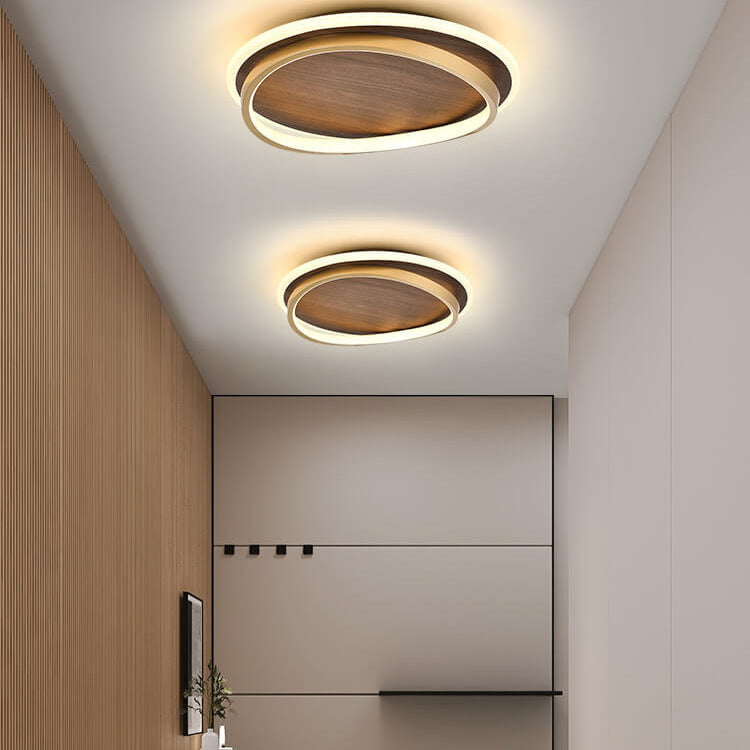 LED Modern Ceiling Lamp Walnut & Gold