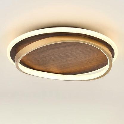 LED Modern Ceiling Lamp Walnut & Gold